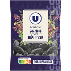 U Bonbons gommes saveur réglisse, sachet 300g