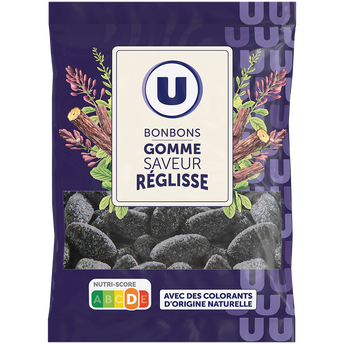 U Bonbons gommes saveur réglisse, sachet 300g