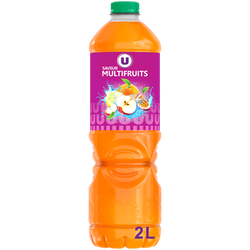 U Boisson aux jus de fruits plate saveur multifruits PET 2L