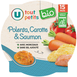 U TOUT PETITS BIO Plat bébé assiette polenta et saumon 15 mois 250g