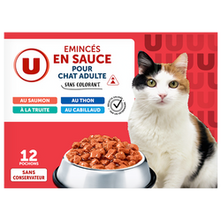 U Sachets fraicheur pour chat Emincés en sauce poissons 12x100g