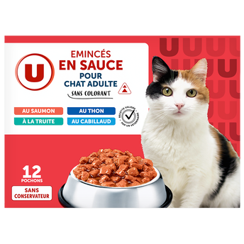U Sachets fraicheur pour chat Emincés en sauce poissons 12x100g