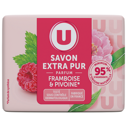 U Savon extra doux framboise pivoine, 100g