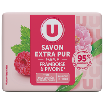 U Savon extra doux framboise pivoine, 100g