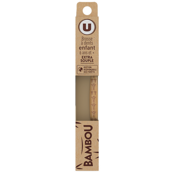 U Brosse à dents bambou enfant extra souple 97% naturel x1
