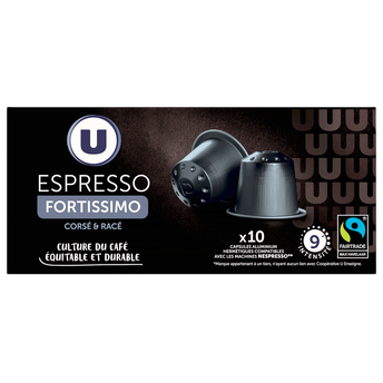 U Café Capsules espresso fortissimo MAX HAVELAAR - compatible NESPRESSO- x10