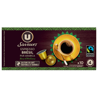 U SAVEURS Café Capsules ESPRESSO BRESIL N°4 - compatible NESPRESSO - x10