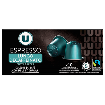 U Café Capsules espresso lungo décaféiné - compatible NESPRESSO - x10
