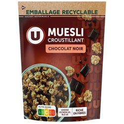 U Céréales Muesli croustillant chocolat noir paquet 500g