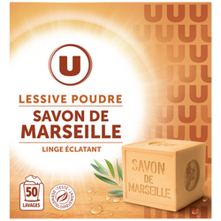 U Lessive en poudre - Savon de Marseille - 50 lavages - 2.5 kg