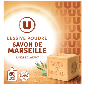 U Lessive en poudre - Savon de Marseille - 50 lavages - 2.5 kg