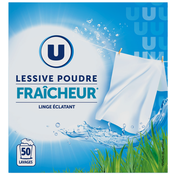 U Lessive en poudre - Fraicheur - 50 lavages - 2.5 kg