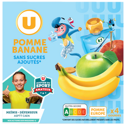 U Dessert fruitier Gourdes compote pomme banane sans sucre ajouté - 4x90g