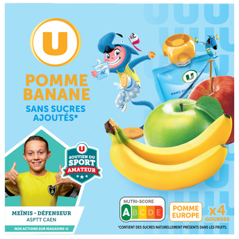 U Dessert fruitier Gourdes compote pomme banane sans sucre ajouté - 4x90g