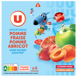 U Dessert fruitier Gourdes compote 2xpomme fraise/2xpomme abricot ssa -4x90g