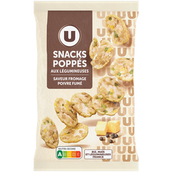 U Gâteau apéritif Snacks poppés saveur fromage & poivre fumé, sachet 85g