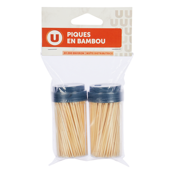 U Boîte de distribution de piques en bambou 2x200 cure-dent