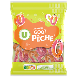 U Bonbons gélifiés anneaux pêche - sachet 250g