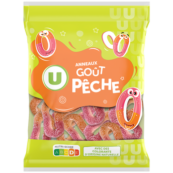 U Bonbons gélifiés anneaux pêche - sachet 250g