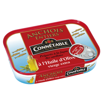 Anchois entiers à l'huile d'olive vierge extra - CONNÉTABLE - 100g