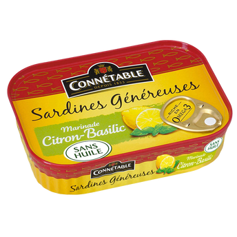 Sardine marinade citron basilic sans huile CONNETABLE, 140g