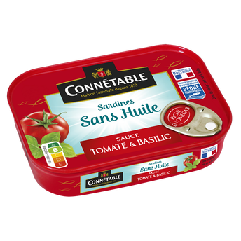 Sardines Pêche Responsable sauce tomate et basilic sans huile CONNETABLE 115g 1/6