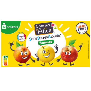 Gourde Dessert pomme, sans sucres ajoutés, CHARLES & ALICE - 12x90g