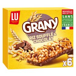 (31/10/24) Barres de céréales chocolat et riz soufflé GRANY - Boite de 6 - 125g