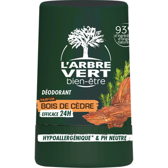 Déodorant Homme bois de cédre L'ARBRE VERT BIEN ETRE 50ml