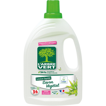 L'ARBRE VERT - Lessive liquide - Hypoallergénique - 34 lavages - 1.53l