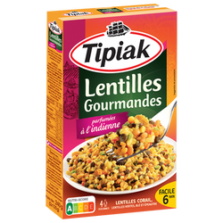 Lentilles gourmandes à l'indienne TIPIAK, sachet 240g