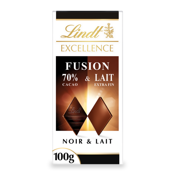 Tablette Lindt EXCELLENCE Noir 70% & Lait 100g