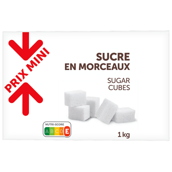 Sucre blanc en morceaux PRIX MINI - boîte 1kg