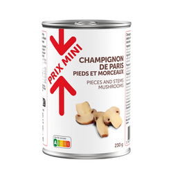 Champignons de Paris pieds et morceaux PRIX MINI - Boîte 230g