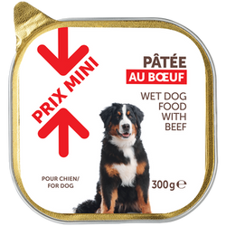 Aliment pour chien Pâtée au boeuf PRIX MINI - barquette 300g