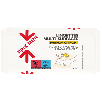 Lingettes multi-usages parfum citron recharge PRIX MINI x80