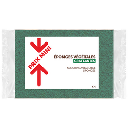 Eponges végétales grattantse verte PRIX MINI - x4