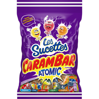 Bonbons Sucettes Atomic CARAMBAR - Sachet de 156g