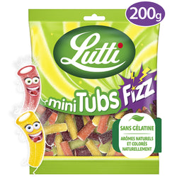 Confiserie gélifiée arômatisée mini tubs fizz LUTTI, 200g