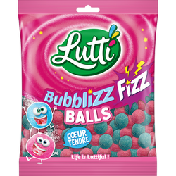 Bonbons pétillants bubblizz balls LUTTI, sachet de 180g