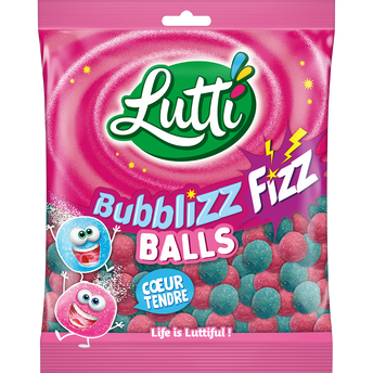 Bonbons pétillants bubblizz balls LUTTI, sachet de 180g