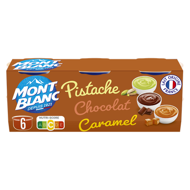 Crème dessert Coupelles Caramel, Chocolat, Pistache RÉCRÉ O'LÉ 6x125g