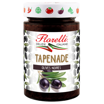 Tapenade d'olives noires FLORELLI, pot en verre de 190g