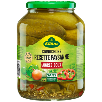 Cornichons aigre-doux à la paysanne KHUNE, 850g