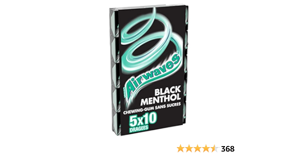 Chewing-gum Airwaves Black menthol sans sucre 5x10