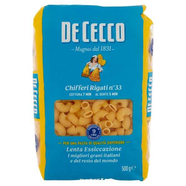 DE CECCO PASTA DI SEMOLA CHIFFERI RIGATI N33 500 GR