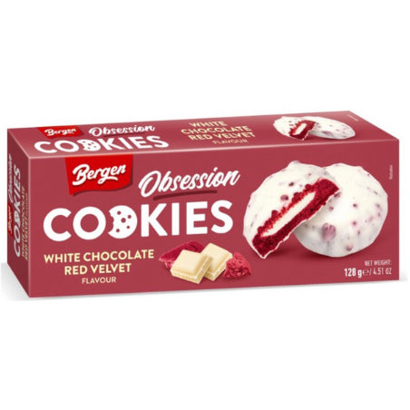 bergen cookies white chocolate red velvet 128g