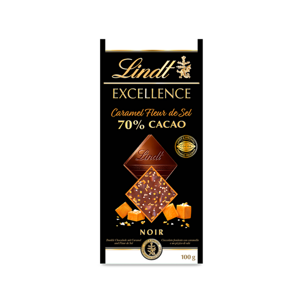 Tablette EXCELLENCE Noir 70% Cacao Caramel Fleur de Sel 100g