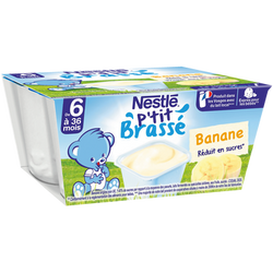 Desserts lactés P'TIT BRASSE Banane 6M+ NESTLE - 4x100g