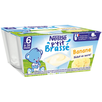 Desserts lactés P'TIT BRASSE Banane 6M+ NESTLE - 4x100g